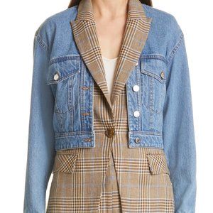 VERONICA BEARD Keaton Plaid Denim Combo Dickey Jacket Sz S